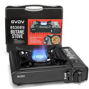 AdventureFuel Portable Camping Stove - 1-Burner Butane Gas Stove with Travel Case