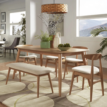 TimelessWood 63” Dining Table - Mid-Century Modern Design with Tapered Legs