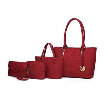 Edelyn Signature Vegan Leather Tote Bag Set - 4 Pcs Women’s Embossed Collection by Mia K