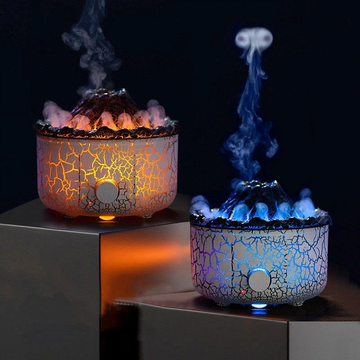FlameMist Diffuser - 3D Flame Volcano Aroma Humidifier with Remote, 560mL Essential Oil Diffuser (White)