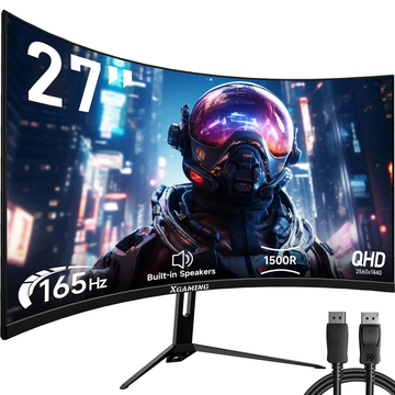 GameVision 27-Inch QHD Curved Monitor - 165Hz 1440P Display with 1ms FreeSync, Backlight, DP & HDMI