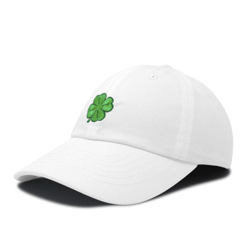 Four Leaf Clover Hat Baseball Cap St. Patrick'S Day Cotton Caps White