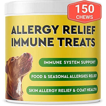 PawfectChew Dog Allergy Relief – Omega 3 Salmon Oil, Probiotics, Colostrum & Skin Support – 150 Chews Made in USA