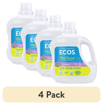 (4 Pack) Plant-Powered Hypoallergenic Laundry Detergent Liquid, 120 Loads, 110 Fl Oz – Lavender, Enzymes for Activewear, Pet Stains, Tough Odors