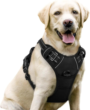 ControlMax Dog Harness - Adjustable No-Pull Soft Padded Vest with 2 Leash Clips & Reflective Oxford Fabric for Large Dogs