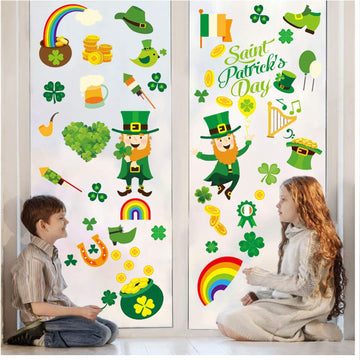 80 PCS St Patrick'S Day Window Clings, St Patrick'S Day Decorations Accessories for the Home, Saint Shamrock Window Decals Stickers for Glass, Irish Party Supplies Favors Ornaments (4