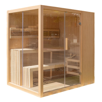 STHE4INNY Canadian Hemlock 4-6 Person Indoor Sauna - Wet & Dry with 4.5 Kw Heater