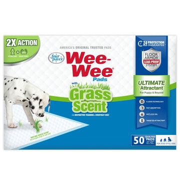 Wee-Wee Grass Scented Dog Training Pads – 50 Count Premium Pet Pee Pads for Puppies
