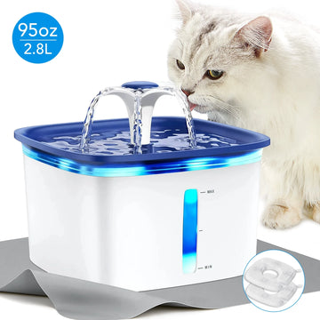 PureFlow Pet Fountain - 95Oz/2.8L Smart Water Dispenser for Cats & Dogs with Anti-Slip Mat