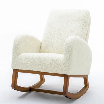 CozyGlide Rocking Chair - Upholstered Accent Armchair with Padded Seat & Side Pocket