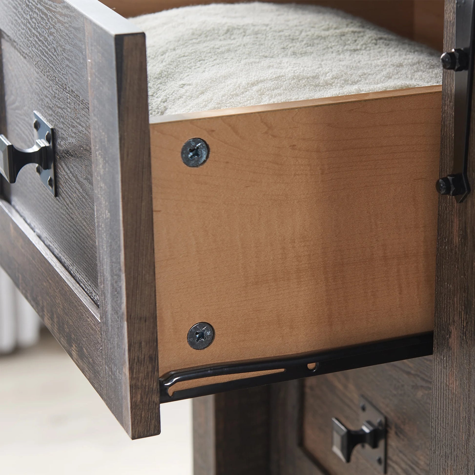 Rustic Charm 5-Drawer Dresser - Farmhouse Barn Door Storage Cabinet for Bedroom or Living Room