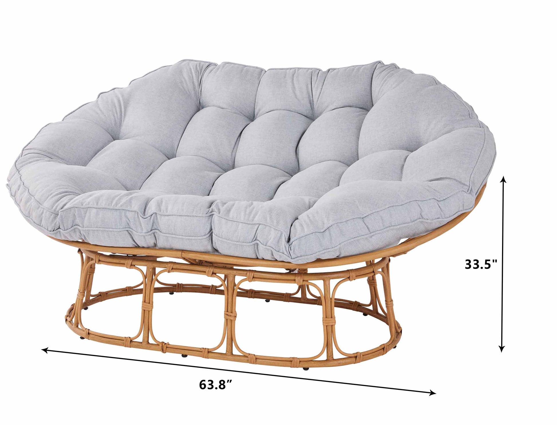 CozyNest Double Papasan Chair - Grey Linen Lounge Seating for Ultimate Comfort