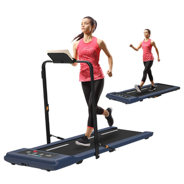 StrideFit Electric Walking Desk Treadmill - Blue, 400 Lb Capacity