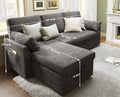 ChicSleep Sofa Bed - Sleeper Sofa with Storage Chaise & Pull-Out Couch in Gray Chenille