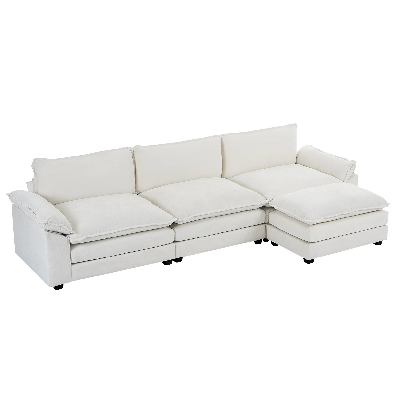 ComfortEase L-Shaped Sectional Sofa with Chaise – 3-Seat Sleeper Couch, Chenille Fabric, Beige