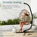 RelaxHaven Metal Hanging Hammock Stand - Weather-Resistant Black C-Stand with Offset Base