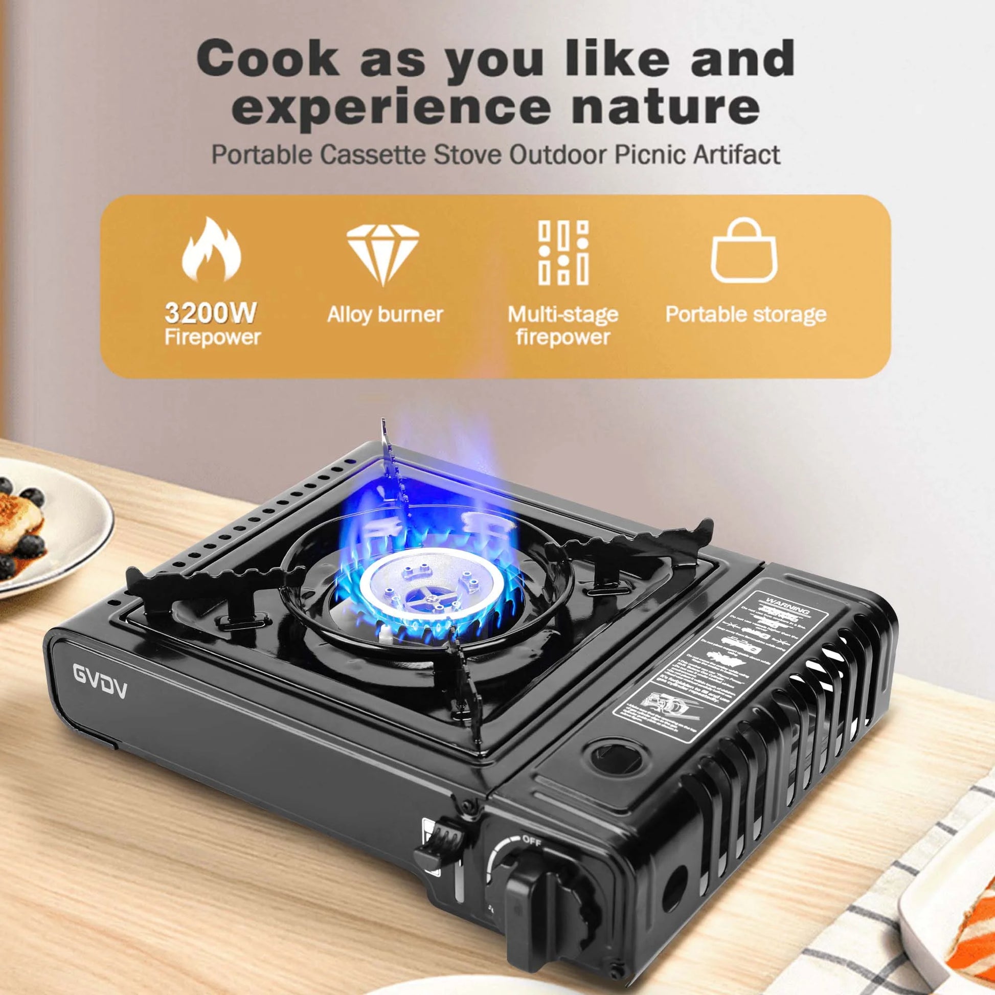 AdventureFuel Portable Camping Stove - 1-Burner Butane Gas Stove with Travel Case