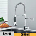 Black Kitchen Sink Faucet Pull down Hot and Cold Water Mixer2 Mode Tap with Dual Spout 360 Rotation Flexible Deck Mounted