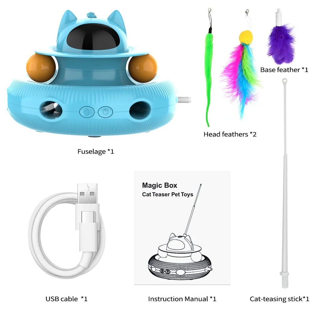 Cornmi PlayPal - 4-in-1 Interactive Smart Cat Toy with Laser, Feather Wand, and Rotating Modes
