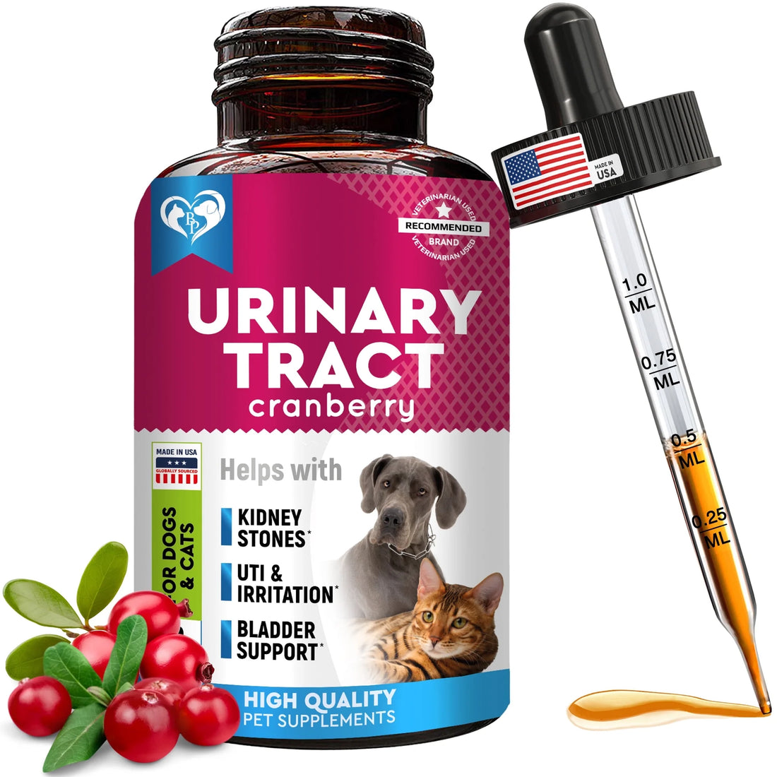 PetGuard UTI Care Drops - Natural Cranberry Supplement for Urinary Tract & Kidney Support