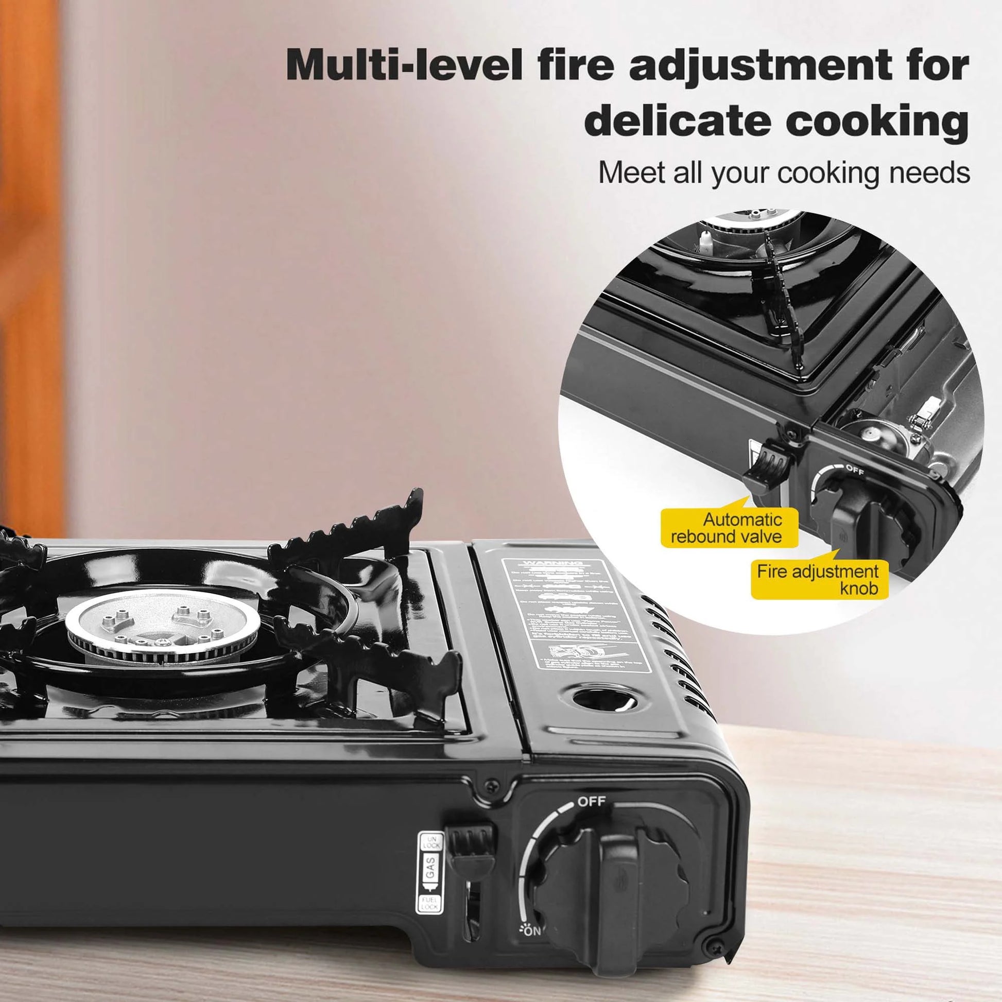 AdventureFuel Portable Camping Stove - 1-Burner Butane Gas Stove with Travel Case