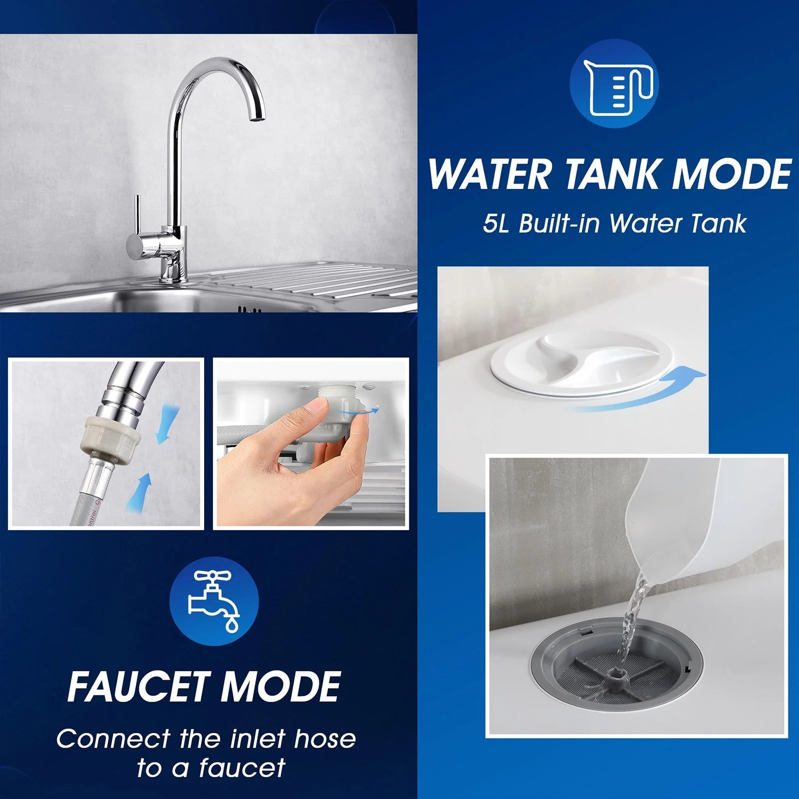CleanEase Mini Dishwasher - Portable Countertop with 5L Water Tank & Air-Dry Function