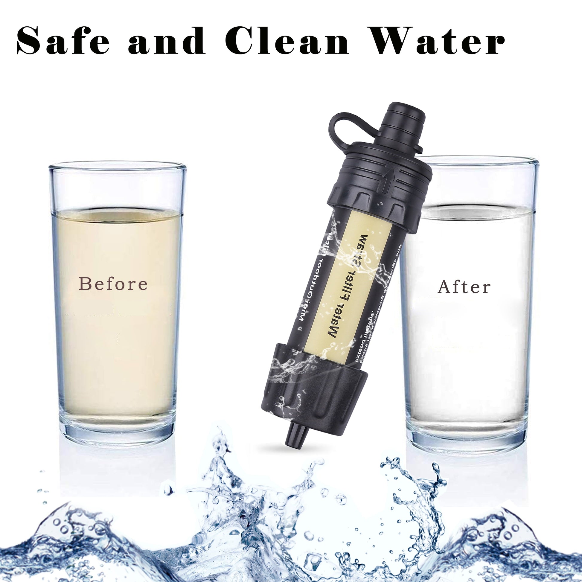 PureFlow Mini Water Filter - Portable Survival Straw for Hiking, Camping, and Backpacking
