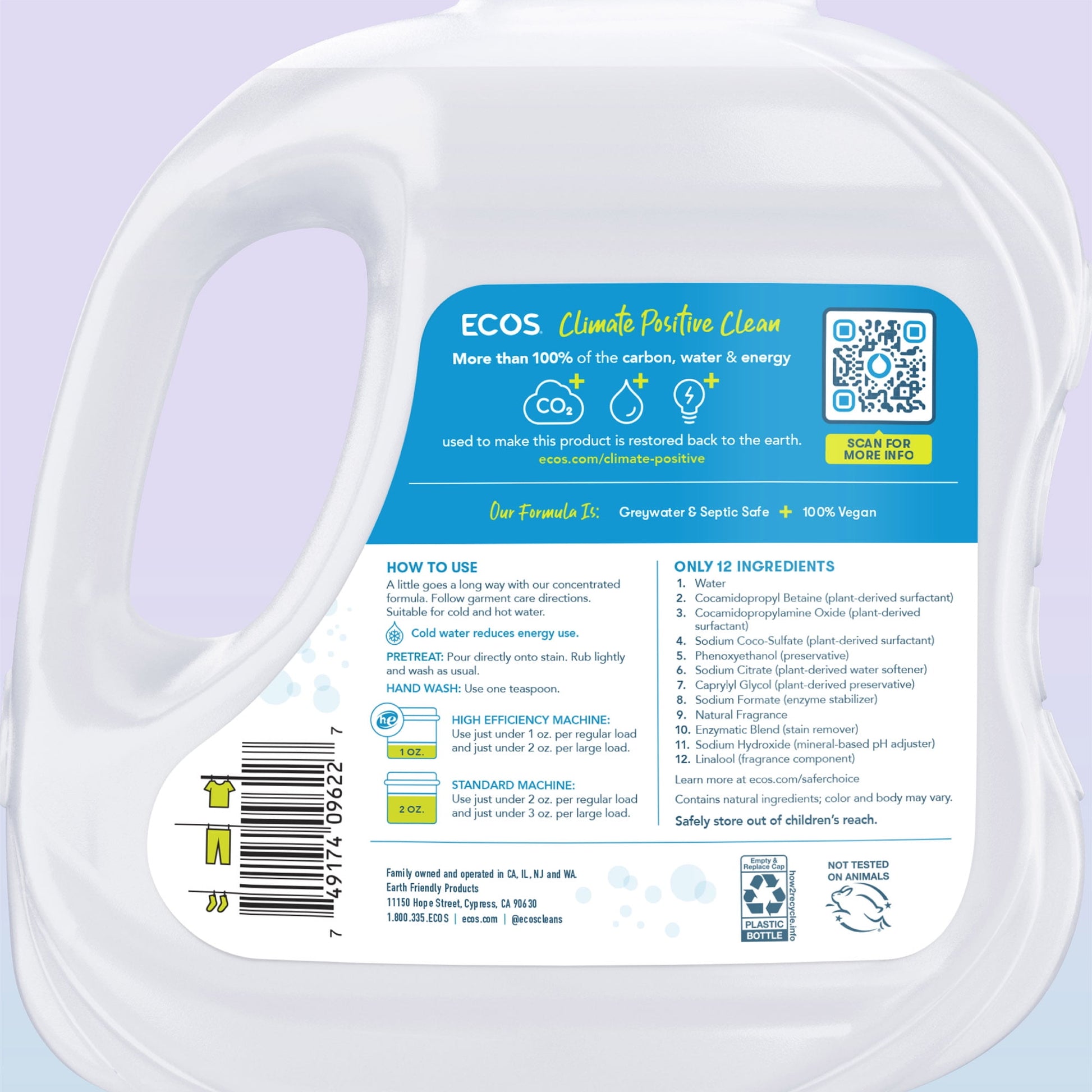 (4 Pack)  Laundry Detergent Liquid with Enzymes, 120 Loads - Plant-Powered Hypoallergenic Laundry Soap for Activewear, Pet Stains and Tough Odors - Lavender, 110 Fl Oz