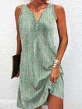 Women'S Dresses Summer Fashion Stitching V Neck Loose Bohemian Vacation Woman Basic Sleeveless Vestidos