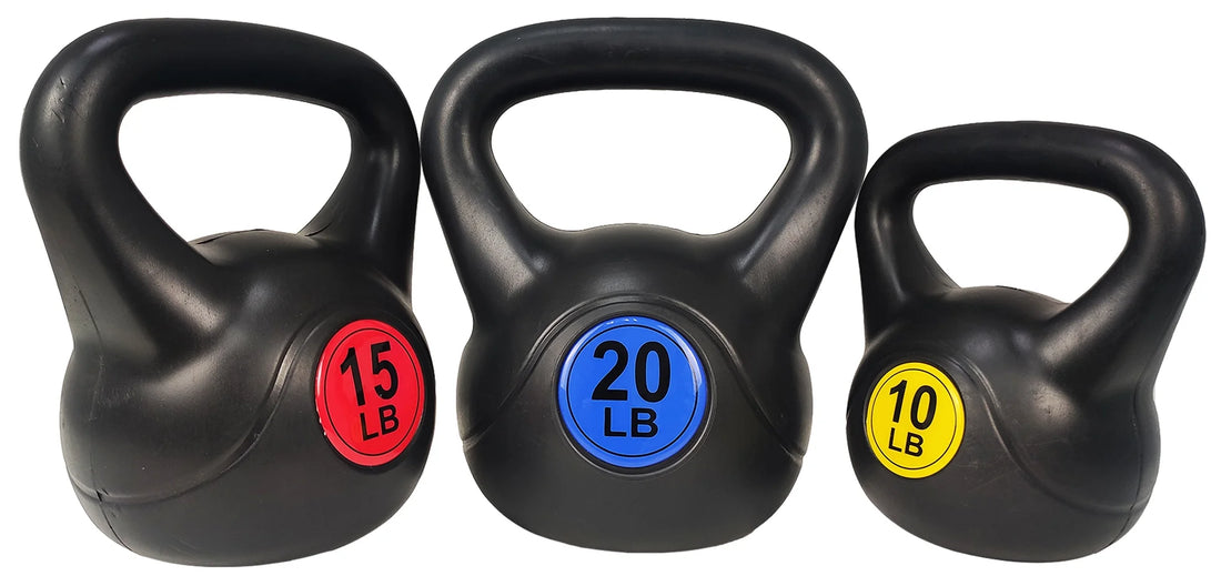PowerFit Strength Kettlebell Set - 3-Piece Fitness Weights (10Lb, 15Lb, 20Lb) for Home Training