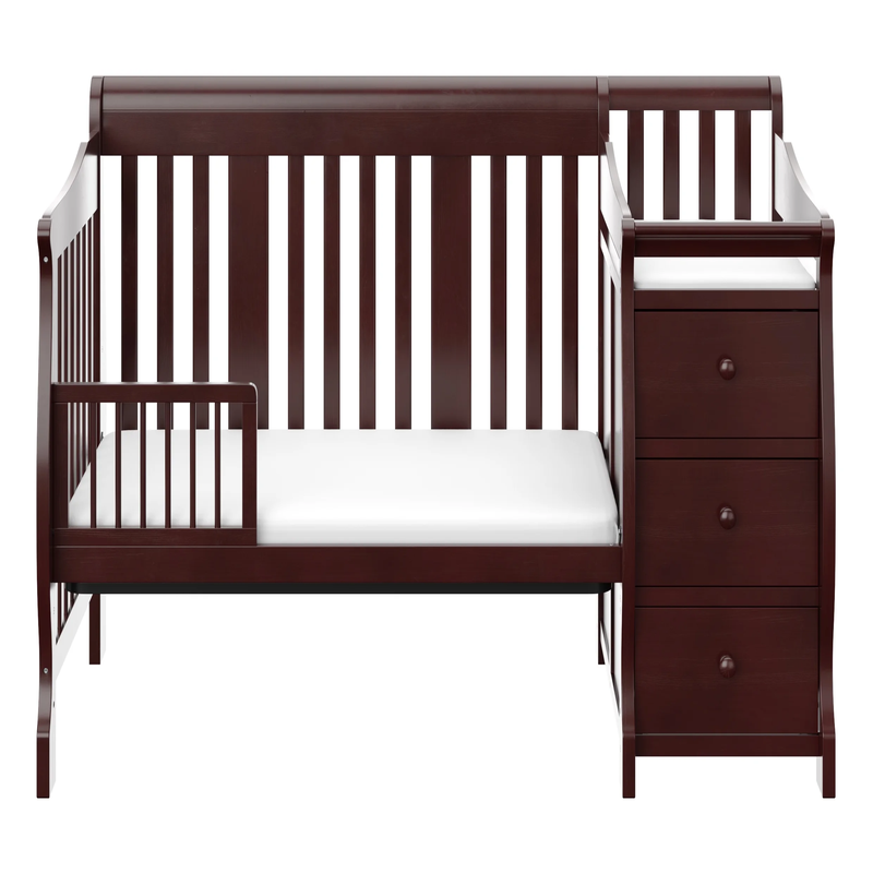 Portofino 5-in-1 Convertible Crib with Changer - Espresso Wood Finish Nursery Essential for Infants & Toddlers