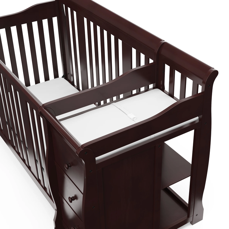 Portofino 5-in-1 Convertible Crib with Changer - Espresso Wood Finish Nursery Essential for Infants & Toddlers