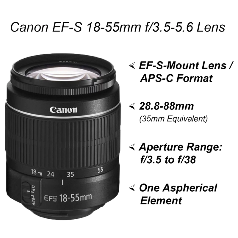 Canon EOS 4000D Rebel T100 DSLR Bundle - EF-S 18-55mm Lens, Sandisk 64GB Card, Photography Kit