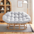 CozyNest Double Papasan Chair - Grey Linen Lounge Seating for Ultimate Comfort