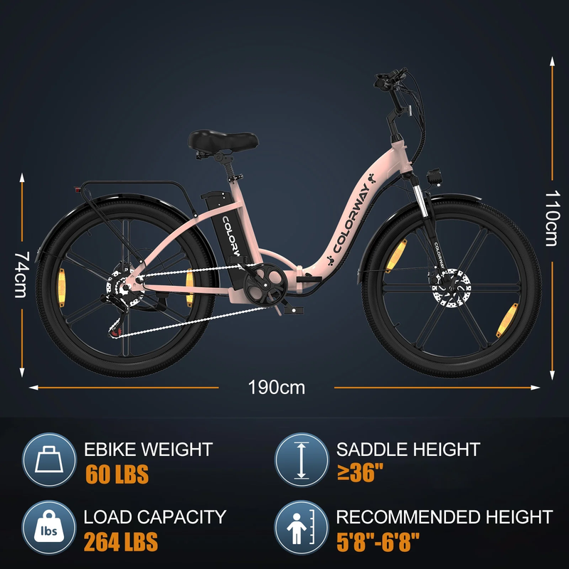 BK37M Urban Cruiser - 26'' Foldable City Electric Bike for Adults, 36V 500W UL2849 E-Bike w/ Removable Battery