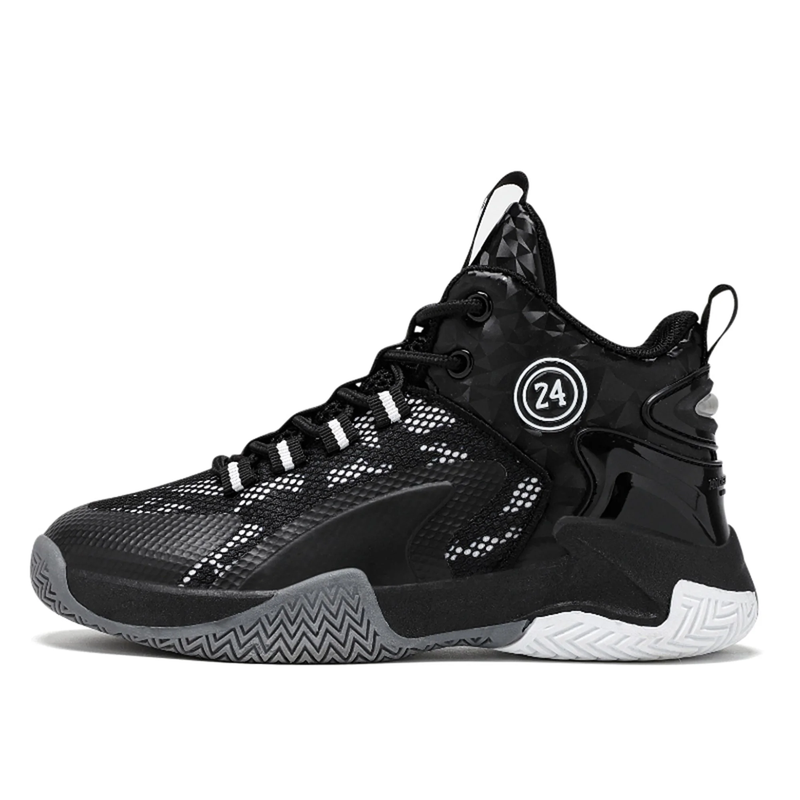HoopMaster Kids Basketball Sneakers – High-Top Boys & Girls Trainers, Comfortable Black Shoes (Little & Big Kid)