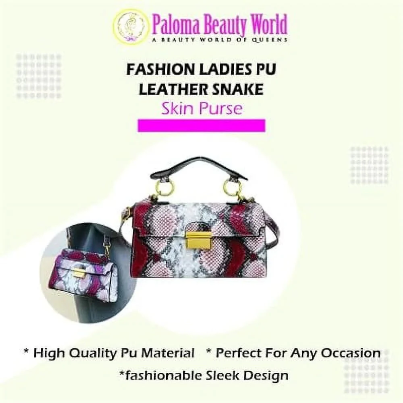 Serpentine Luxe - Women’s Snakeskin Leather Shoulder Bag, Small Square Clutch Purse, Designer Evening Handbag
