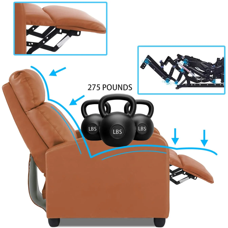 BestOffice Zero Gravity Recliner Chair - PU Leather Contemporary Manual Recliner, Black