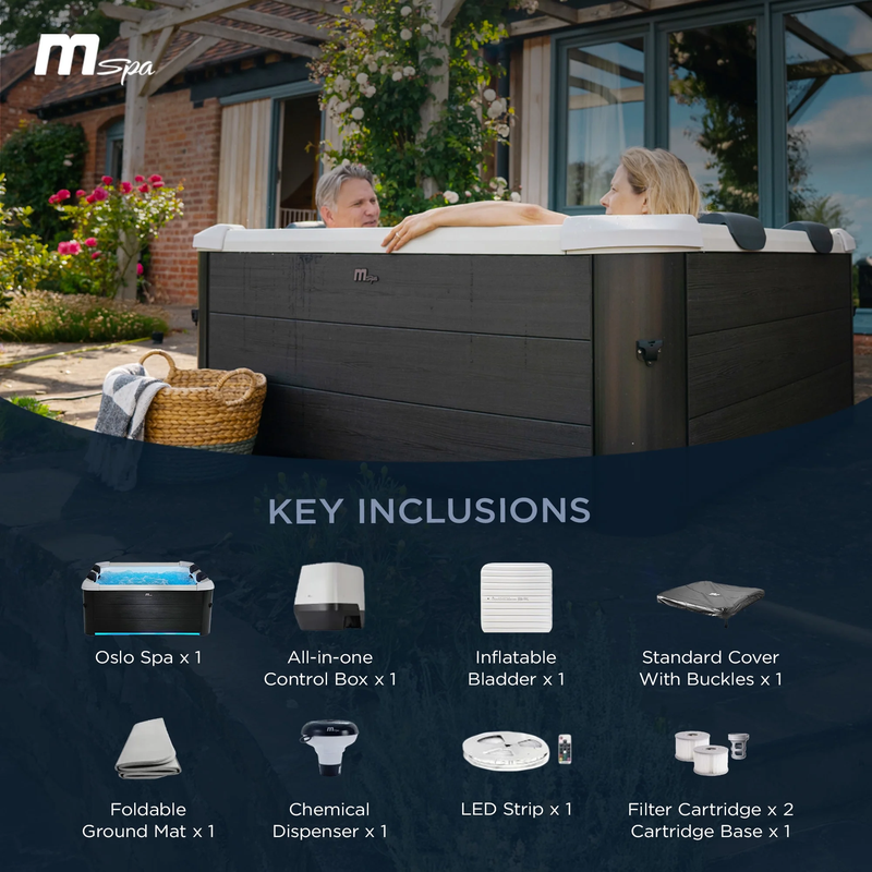 Oslo Bliss Spa - Square Hot Tub with Durable Exterior & Soft Interior