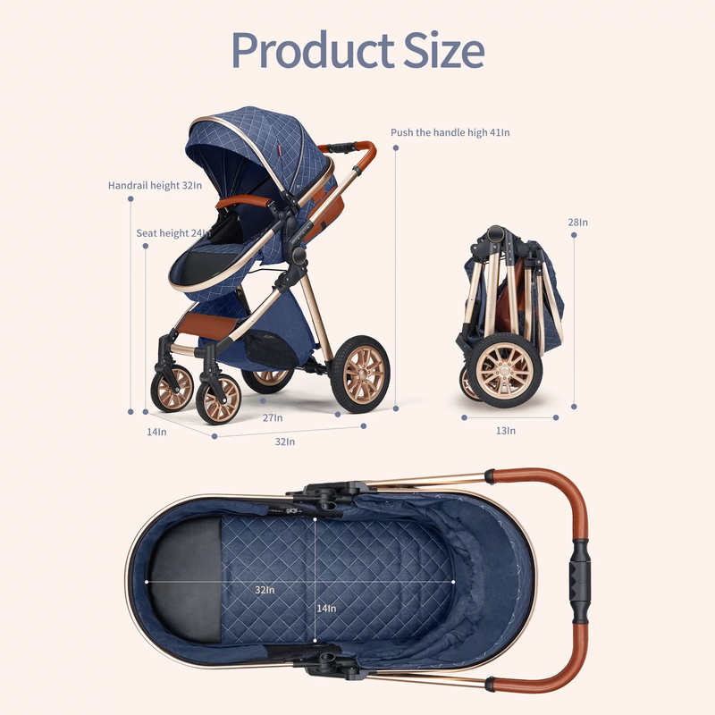 BlueSky Baby Stroller - Foldable, Reversible, Unisex Design