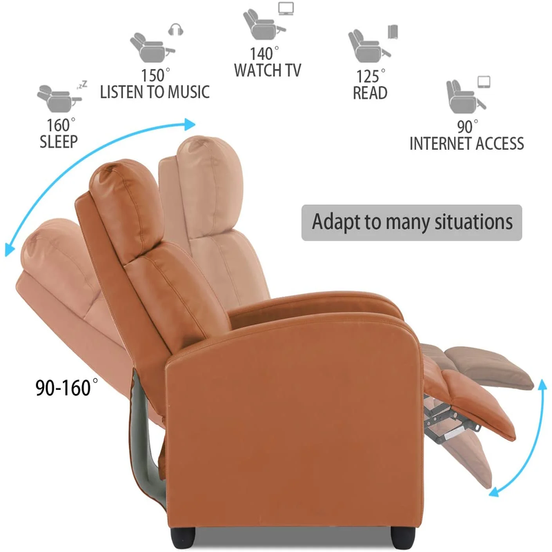 BestOffice Zero Gravity Recliner Chair - PU Leather Contemporary Manual Recliner, Black