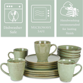 ChicTable Elegance - Modern Sage Green 16-Piece Smooth Ceramic Dinnerware Set for 4