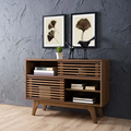 Render Display Stand - Modern Walnut Finish Particleboard Wood Shelving Unit for Stylish Home Storage