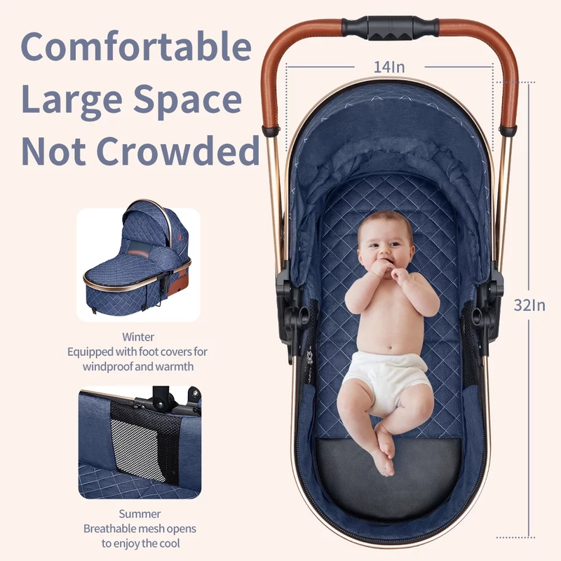 BlueSky Baby Stroller - Foldable, Reversible, Unisex Design