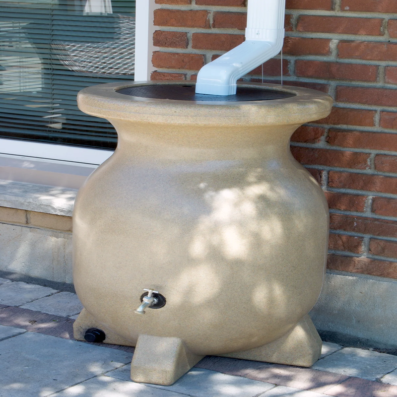 EcoFlow 55 Gallon Rain Barrel - Beige 210L Eco-Friendly Water Collection System, Durable & Corrosion-Resistant