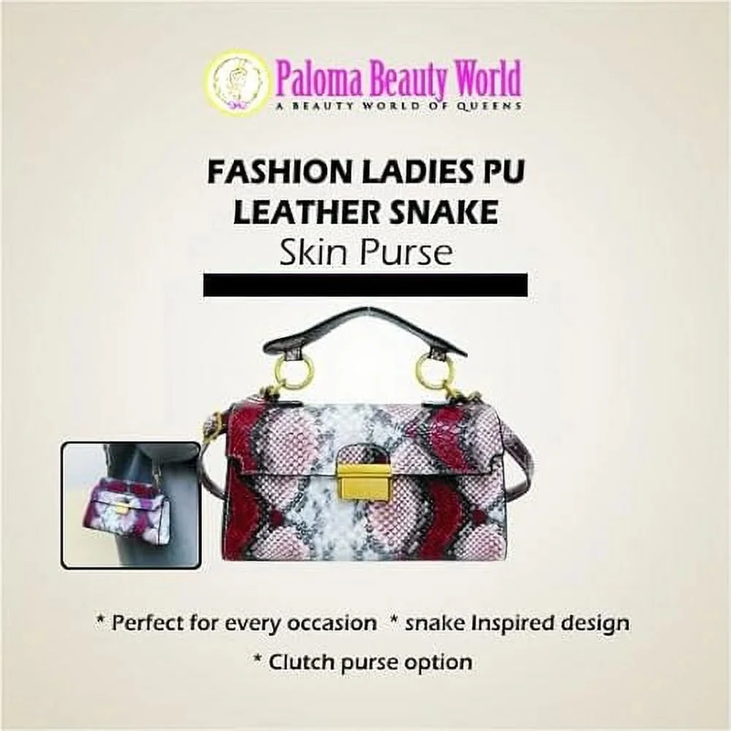 Serpentine Luxe - Women’s Snakeskin Leather Shoulder Bag, Small Square Clutch Purse, Designer Evening Handbag