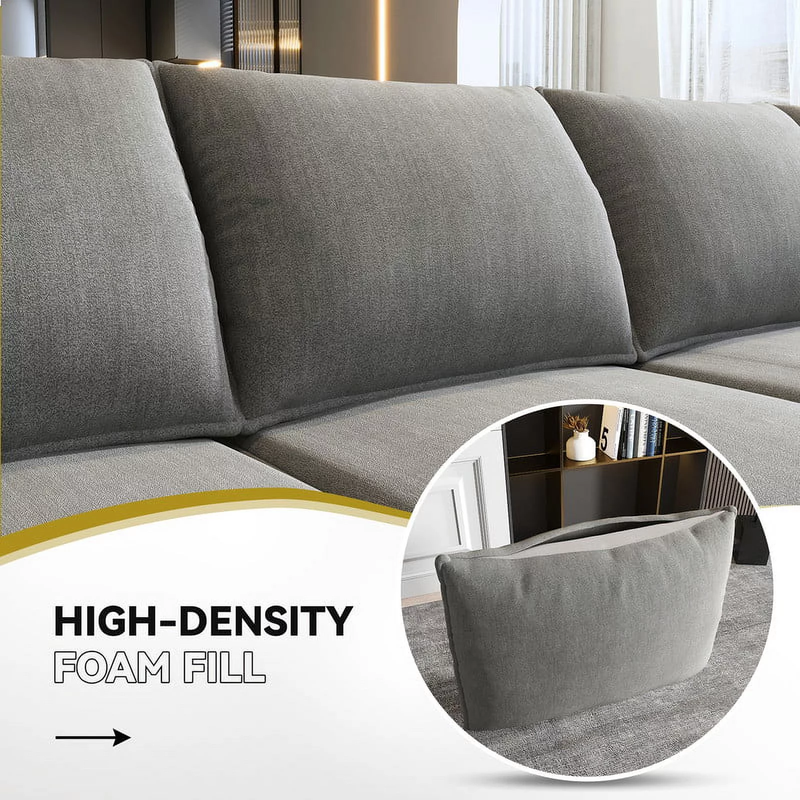 GreyComfort Luxe Sofa Set - Modern Living Room Furniture with Storage Ottomans for Stylish Spaces