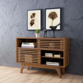 Render Display Stand - Modern Walnut Finish Particleboard Wood Shelving Unit for Stylish Home Storage