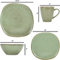 ChicTable Elegance - Modern Sage Green 16-Piece Smooth Ceramic Dinnerware Set for 4