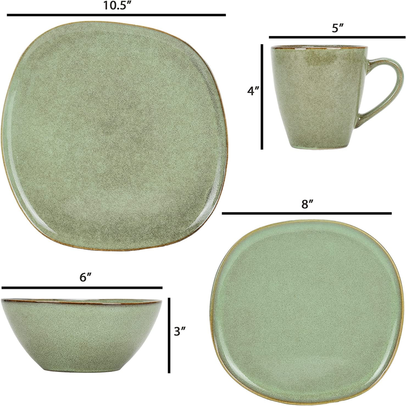 ChicTable Elegance - Modern Sage Green 16-Piece Smooth Ceramic Dinnerware Set for 4